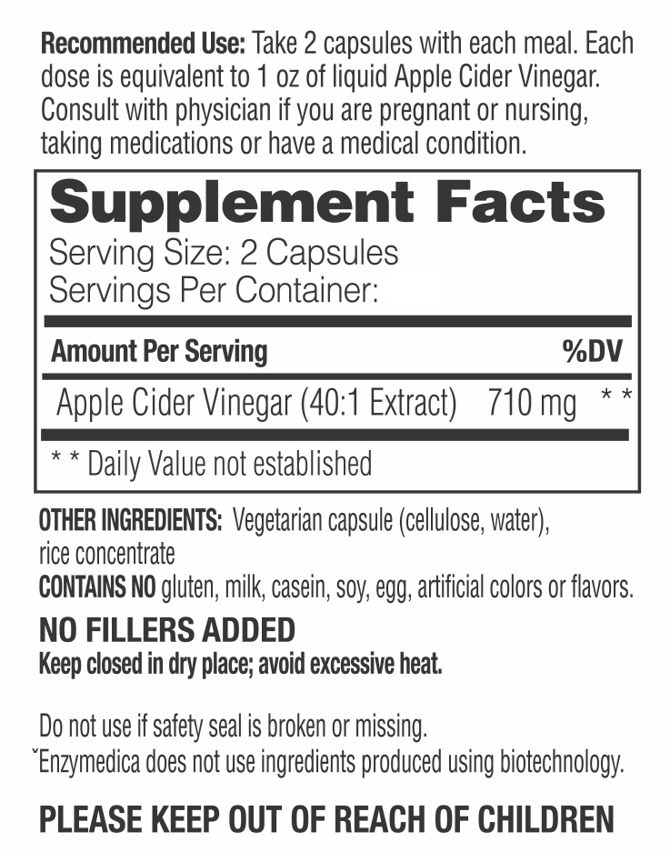 Apple Cider Vinegar 120 caps, Enzymedica