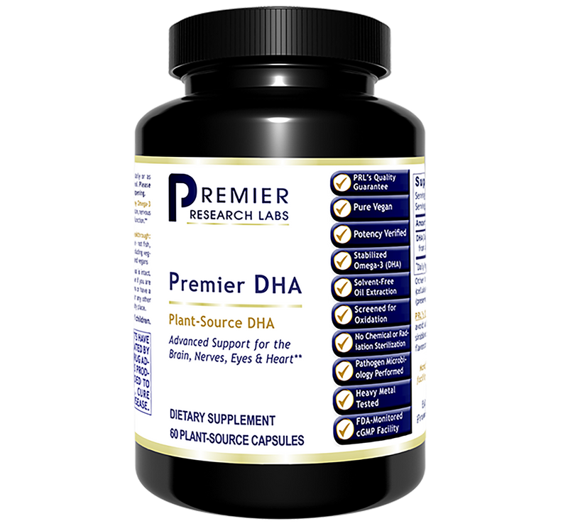 DHA 250 mg 60 Premier Dietary Supplement Plant-Source DHA Premier Support for the Brain, Nerves, Eyes and Heart