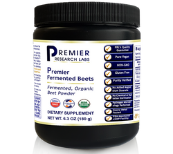 Fermented Beets Premier, 6.3oz cont. PrLabs Fermented, Organic Beet Powder Pure Vegan, Gluten Free, Soy Free, USDA Organic, and Non GMO
