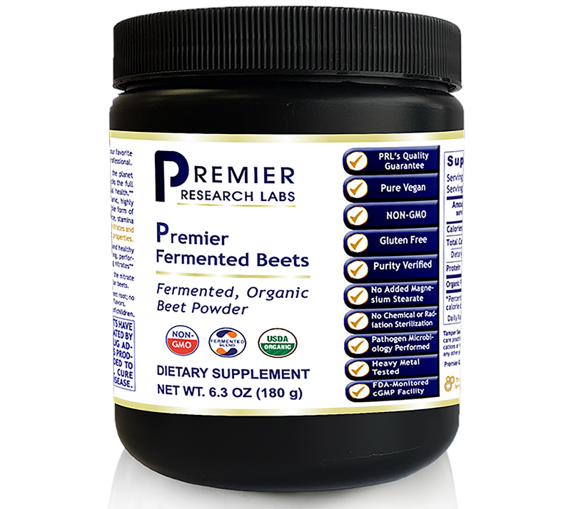 Fermented Beets Premier, 6.3oz cont. PrLabs Fermented, Organic Beet Powder Pure Vegan, Gluten Free, Soy Free, USDA Organic, and Non GMO