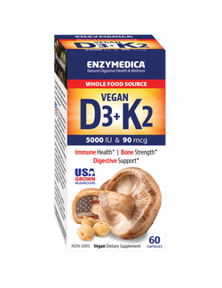 D3 + K2 60 caps (Vegan)  Enzymedica Made with Organic Vitamin D3 + K2